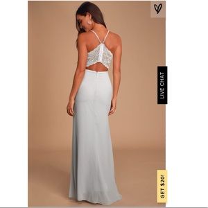 LULUS story of a starry night grey backless dress